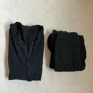 J. Crew Black Waffle Pajama Set